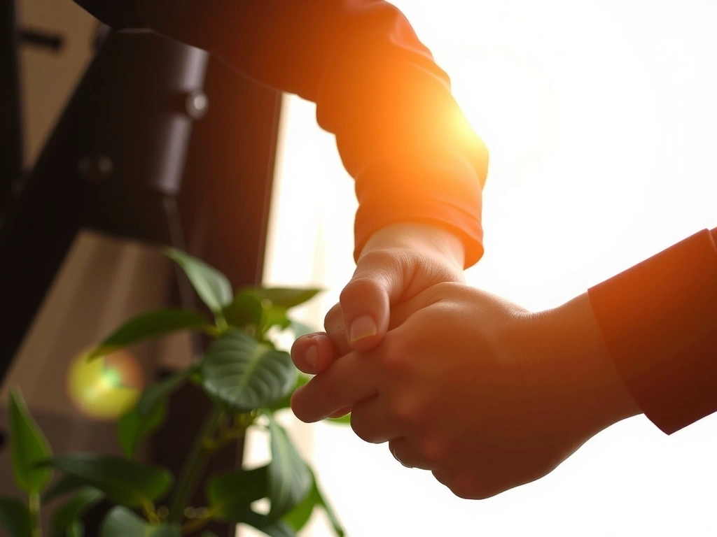 Zwei Hände, die sich gegenseitig unterstützen, symbolisierend Erfolg und Zusammenarbeit.